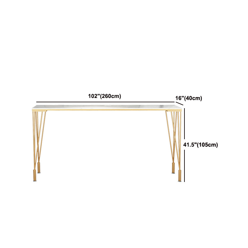 Indoor Rectangle Cocktail Bar Table White Marble and Metal Bistro Bar Table Clearhalo 'Bar Furniture' 'Bar Tables' 'bar_tables' 'furn' 'furn_bar_tables' 'Furniture' 'Kitchen & Dining Furniture' 5814333
