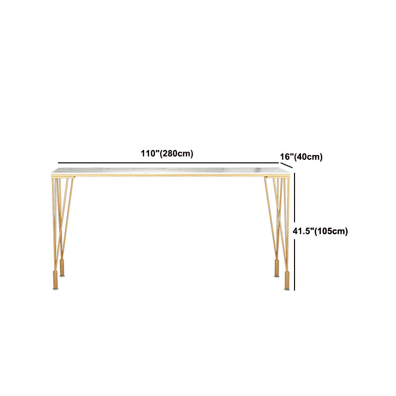 Indoor Rectangle Cocktail Bar Table White Marble and Metal Bistro Bar Table Clearhalo 'Bar Furniture' 'Bar Tables' 'bar_tables' 'furn' 'furn_bar_tables' 'Furniture' 'Kitchen & Dining Furniture' 5814334