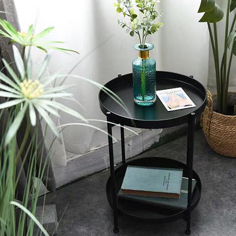 Metal Nightstand 20" Tall Industrial Bedside Cabinet with 2 Shelves