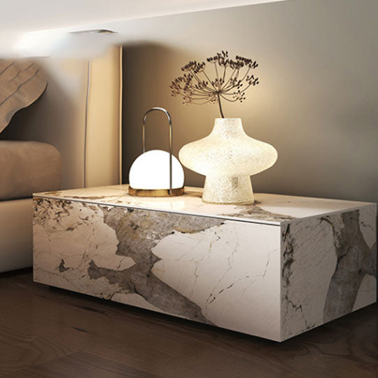 グラム大理石のアクセントテーブルナイトスタンドベッドサイドキャビネットの引き出し付き