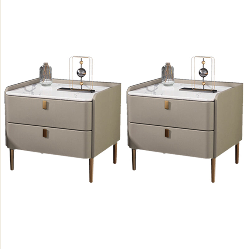 Nightand de lit de luxe léger 2 tiroirs table de nuit avec des jambes pour chambre à coucher
