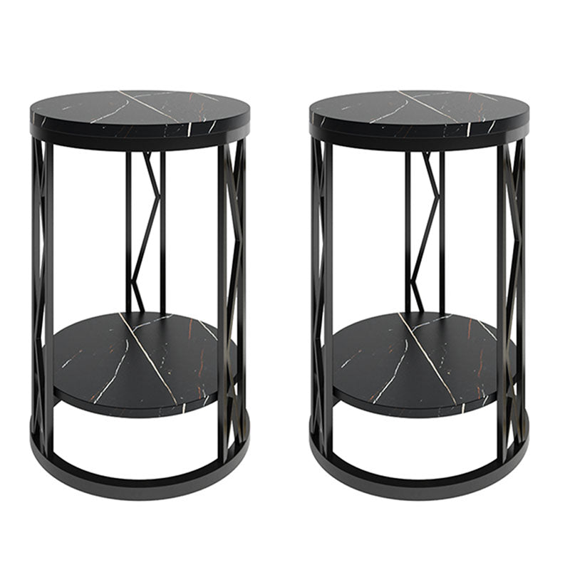 12,65-Zoll großer 2-Shelf-Nachttisch zeitgenössischer Stein-Top-Nachttisch