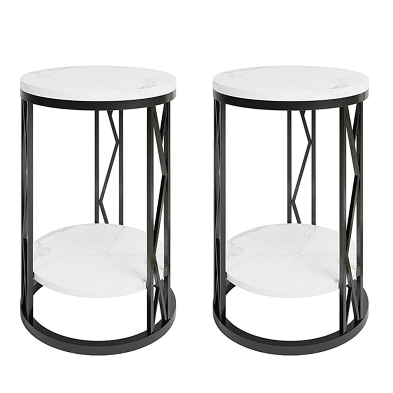 12,65-Zoll großer 2-Shelf-Nachttisch zeitgenössischer Stein-Top-Nachttisch