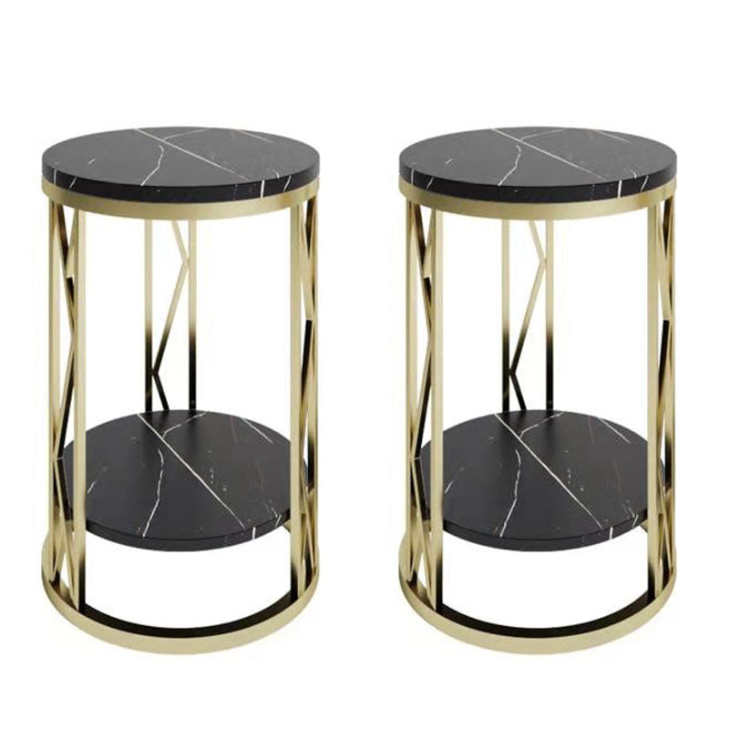 12,65-Zoll großer 2-Shelf-Nachttisch zeitgenössischer Stein-Top-Nachttisch