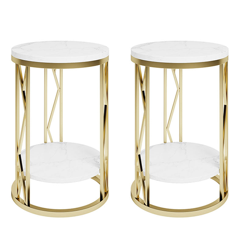 12,65-Zoll großer 2-Shelf-Nachttisch zeitgenössischer Stein-Top-Nachttisch