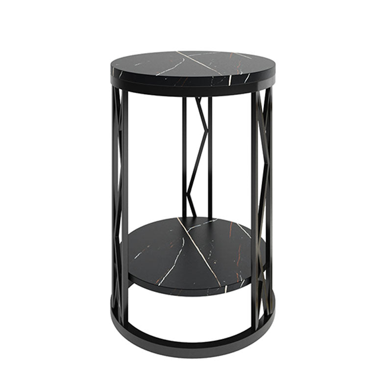 12,65-Zoll großer 2-Shelf-Nachttisch zeitgenössischer Stein-Top-Nachttisch