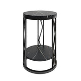 12,65-Zoll großer 2-Shelf-Nachttisch zeitgenössischer Stein-Top-Nachttisch