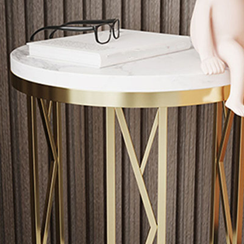 12,65-Zoll großer 2-Shelf-Nachttisch zeitgenössischer Stein-Top-Nachttisch