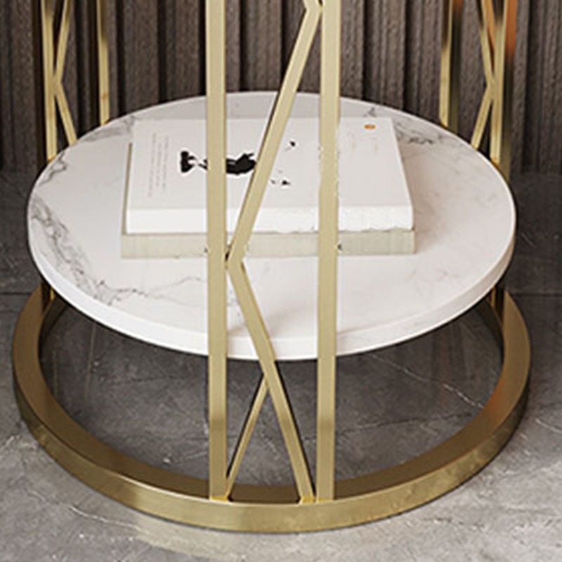 12,65-Zoll großer 2-Shelf-Nachttisch zeitgenössischer Stein-Top-Nachttisch