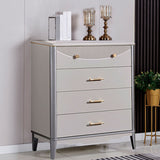 Glam Wooden Storage Chest 16" Wide Bedroom Chest in Grey with Drawers