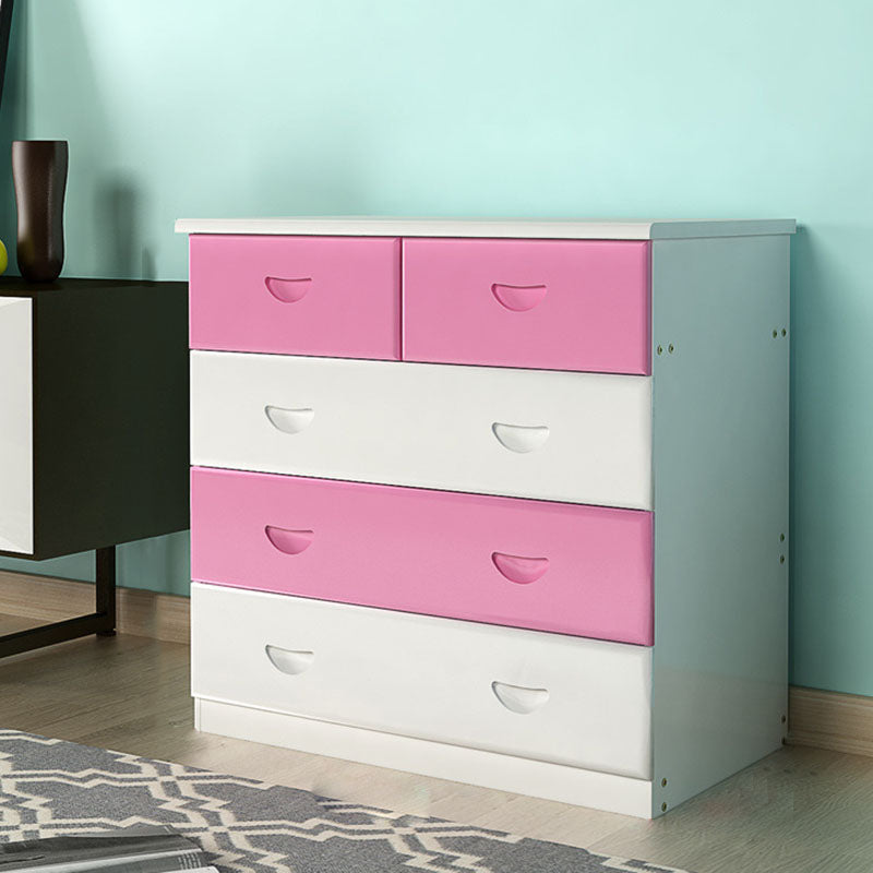 Modern Solid Wood Storage Chest Dresser Vertical Chest Without Mirror 31"L x 18"W x 32"H White Pink Clearhalo 'Bedroom Furniture' 'Dressers & Chests' 'dressers_chests' 'furn' 'furn_dressers_chests' 'Furniture' 5814965