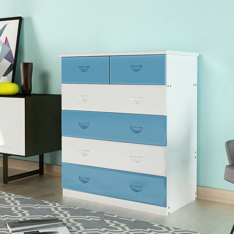 Modern Solid Wood Storage Chest Dresser Vertical Chest Without Mirror 31"L x 18"W x 39"H Blue-White Clearhalo 'Bedroom Furniture' 'Dressers & Chests' 'dressers_chests' 'furn' 'furn_dressers_chests' 'Furniture' 5814980