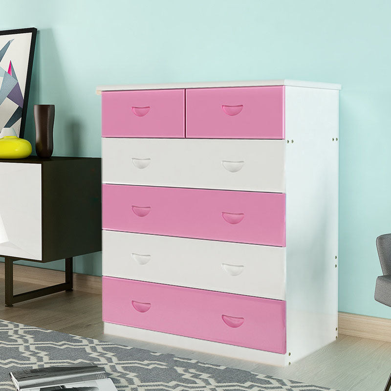 Modern Solid Wood Storage Chest Dresser Vertical Chest Without Mirror 31"L x 18"W x 39"H White Pink Clearhalo 'Bedroom Furniture' 'Dressers & Chests' 'dressers_chests' 'furn' 'furn_dressers_chests' 'Furniture' 5814983