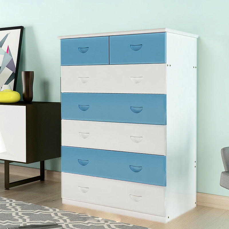 Modern Solid Wood Storage Chest Dresser Vertical Chest Without Mirror 31"L x 18"W x 46"H Blue-White Clearhalo 'Bedroom Furniture' 'Dressers & Chests' 'dressers_chests' 'furn' 'furn_dressers_chests' 'Furniture' 5814987