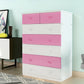Modern Solid Wood Storage Chest Dresser Vertical Chest Without Mirror 31"L x 18"W x 46"H White Pink Clearhalo 'Bedroom Furniture' 'Dressers & Chests' 'dressers_chests' 'furn' 'furn_dressers_chests' 'Furniture' 5814988