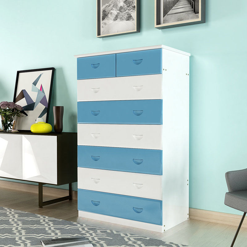 Modern Solid Wood Storage Chest Dresser Vertical Chest Without Mirror 30.7"L x 17.7"W x 53.5"H Blue-White Clearhalo 'Bedroom Furniture' 'Dressers & Chests' 'dressers_chests' 'furn' 'furn_dressers_chests' 'Furniture' 5814992