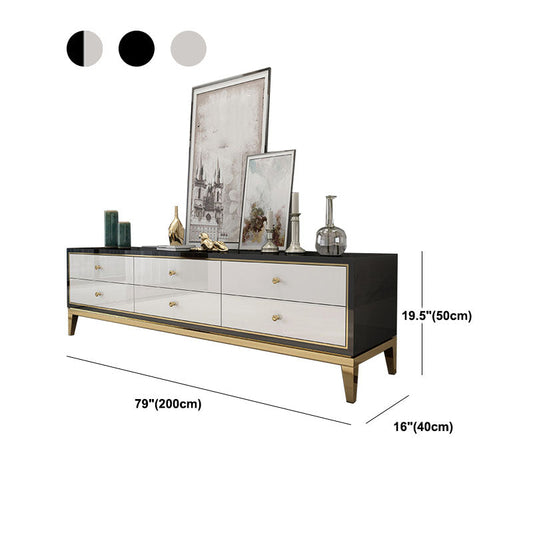 Glam Glossy TV Console in acciaio inossidabile in acciaio in vetro TV supporto TV con cassetti