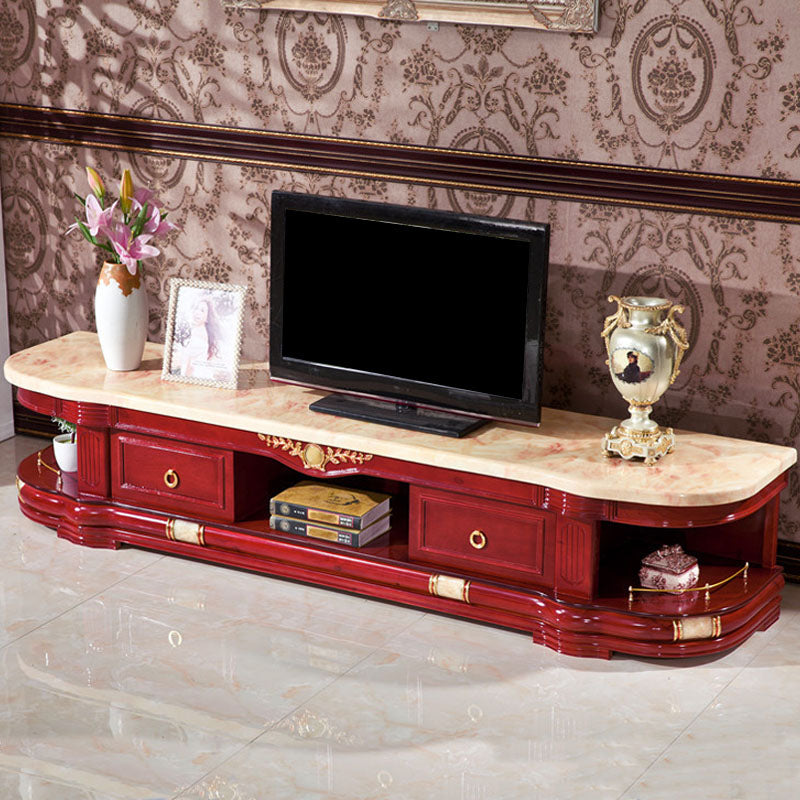 European TV Cabinet Living Room Bedroom Floor Classic TV Console with Cabinet Red Clearhalo 'furn' 'furn_tv_stands_entertainment_centers' 'Furniture' 'Living Room Furniture' 'TV Stands & Entertainment Centers' 'TV Stands & Media Storage Furniture' 'tv_stands_entertainment_centers' 5815155