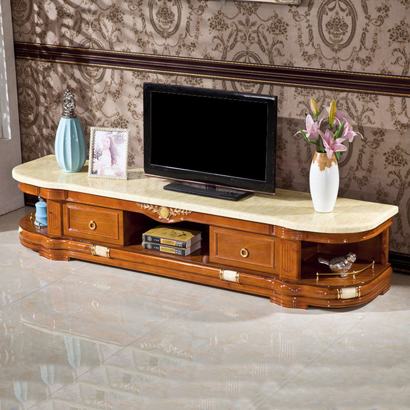 European TV Cabinet Living Room Bedroom Floor Classic TV Console with Cabinet Yellow Clearhalo 'furn' 'furn_tv_stands_entertainment_centers' 'Furniture' 'Living Room Furniture' 'TV Stands & Entertainment Centers' 'TV Stands & Media Storage Furniture' 'tv_stands_entertainment_centers' 5815156