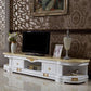European TV Cabinet Living Room Bedroom Floor Classic TV Console with Cabinet 94.5"L x 20"W x 18"H White Clearhalo 'furn' 'furn_tv_stands_entertainment_centers' 'Furniture' 'Living Room Furniture' 'TV Stands & Entertainment Centers' 'TV Stands & Media Storage Furniture' 'tv_stands_entertainment_centers' 5815157