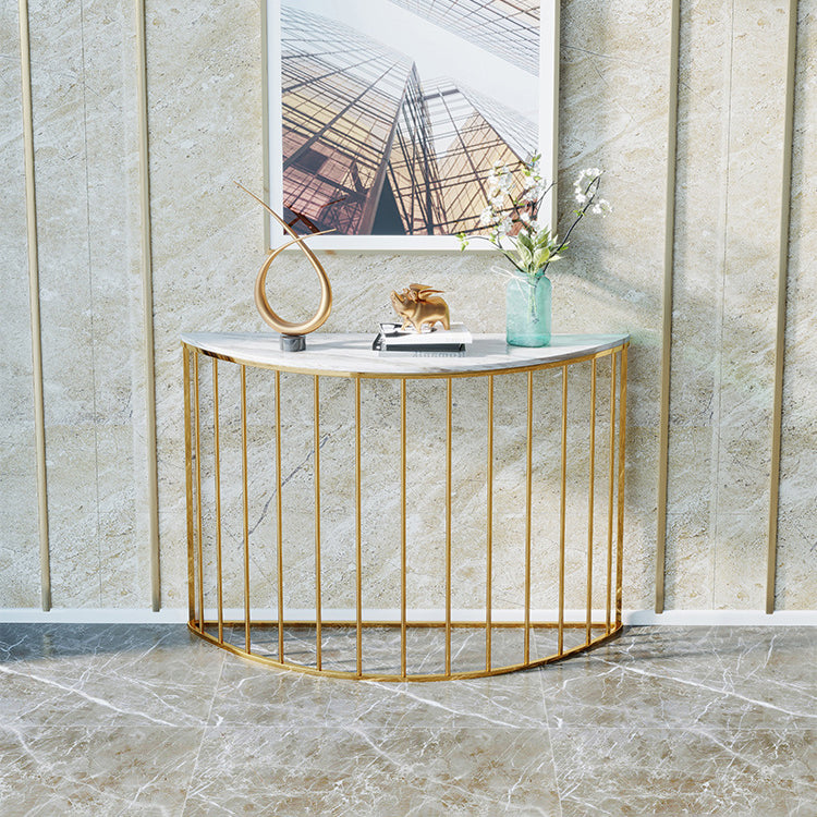 Tavolo di accento della console in marmo contemporaneo tavolo da ginnastica mezza luna per sala