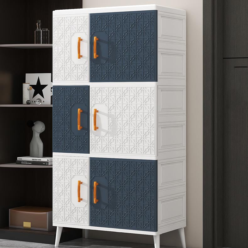 Plastic Matte Finish Storage Cabinet Contemporary Hinged Door Cabinet for Bedroom