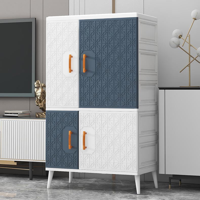 Plastic Matte Finish Storage Cabinet Contemporary Hinged Door Cabinet for Bedroom