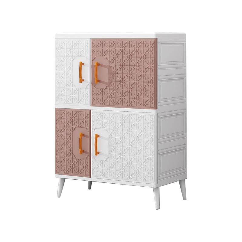 Plastic Matte Finish Storage Cabinet Contemporary Hinged Door Cabinet for Bedroom