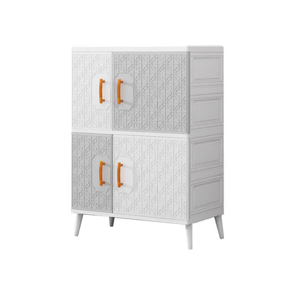 Plastic Matte Finish Storage Cabinet Contemporary Hinged Door Cabinet for Bedroom
