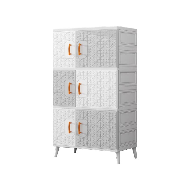 Plastic Matte Finish Storage Cabinet Contemporary Hinged Door Cabinet for Bedroom