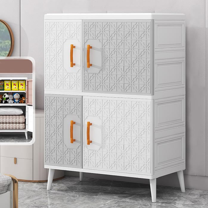 Plastic Matte Finish Storage Cabinet Contemporary Hinged Door Cabinet for Bedroom