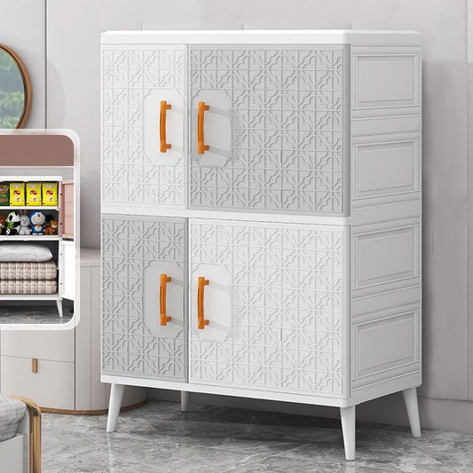 Plastic Matte Finish Storage Cabinet Contemporary Hinged Door Cabinet for Bedroom