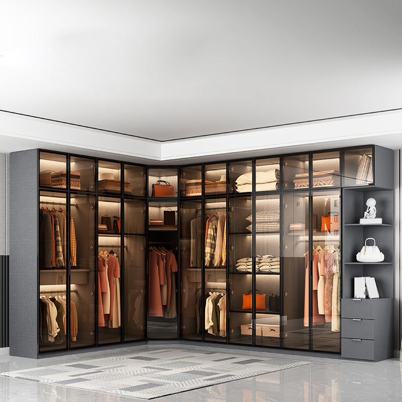 現代的なスタイルのワードローブグレーカラー木製ワードローブクローゼット
