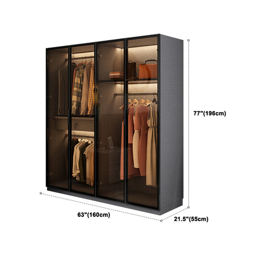Contemporary Style Wardrobe Gray Colour Wooden Wardrobe Closet