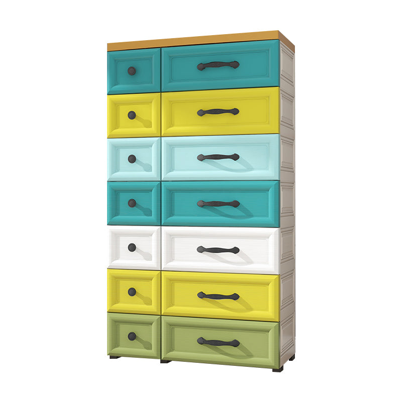 Modern Style Non-Hanging Armoire Plastic Wardrobe Closet with Drawers