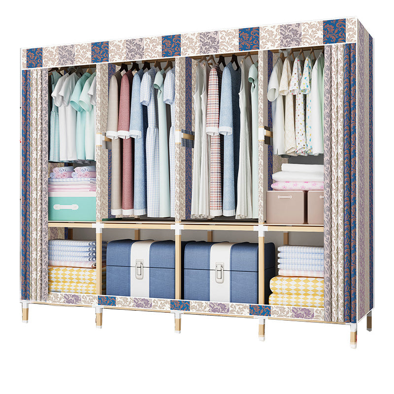 Contemporary Style Wardrobe Solid Wood Wardrobe Closet with Garment Rod