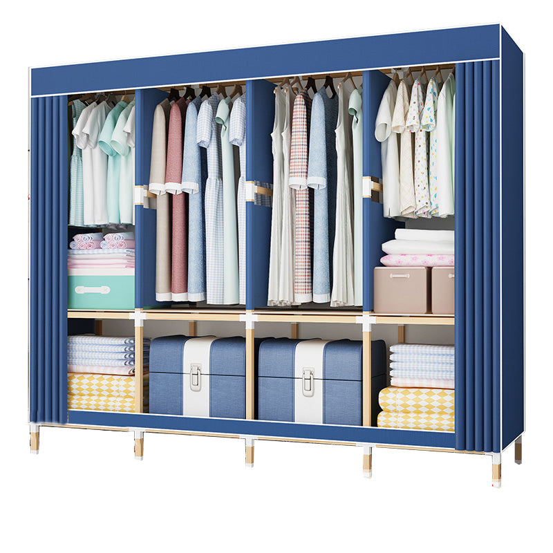 Contemporary Style Wardrobe Solid Wood Wardrobe Closet with Garment Rod