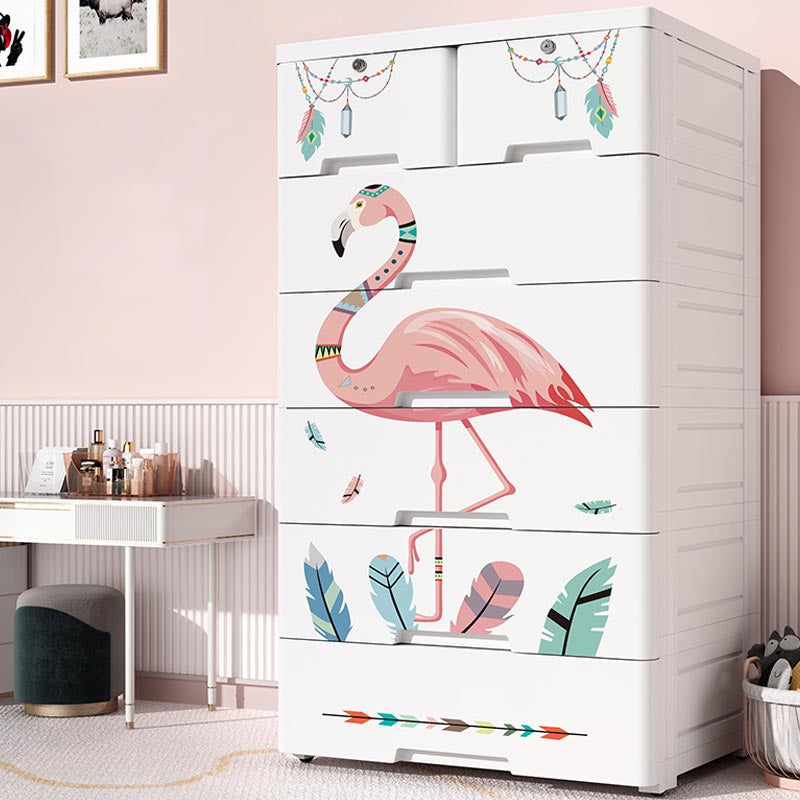 Contemporary Style Non-Hanging Armoire White Colour Plastic Wardrobe Closet