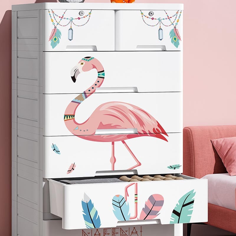 Contemporary Style Non-Hanging Armoire White Colour Plastic Wardrobe Closet