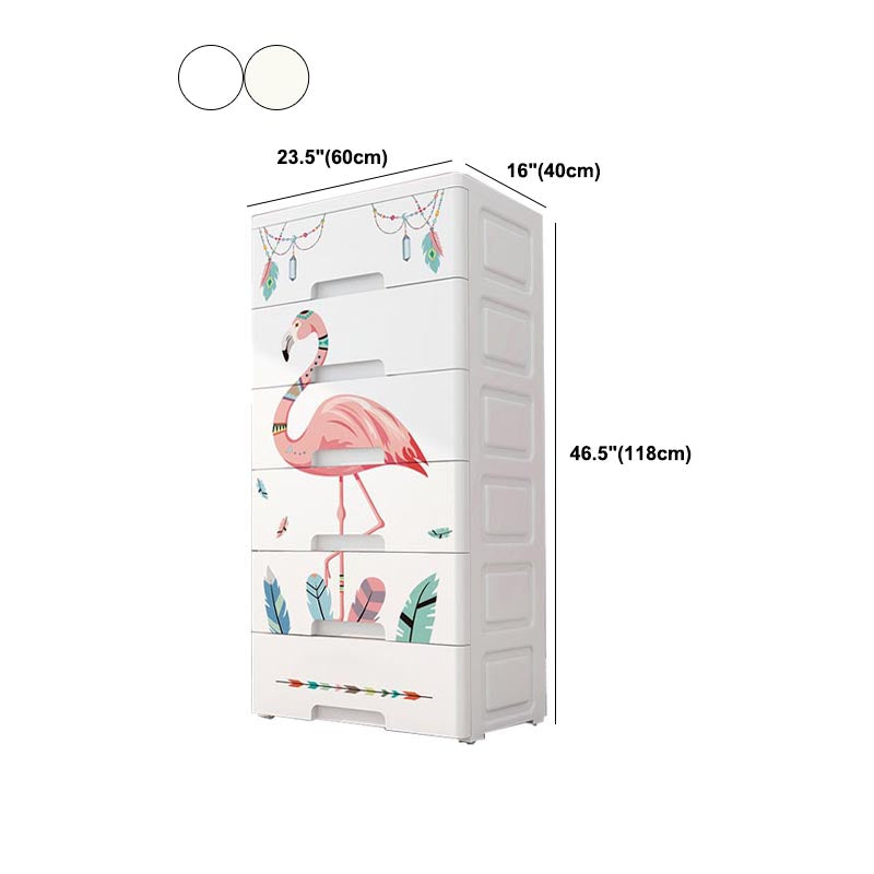 Contemporary Style Non-Hanging Armoire White Colour Plastic Wardrobe Closet