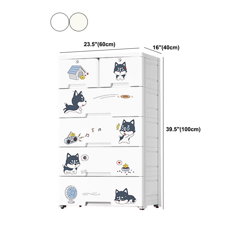 Contemporary Style Non-Hanging Armoire White Colour Plastic Wardrobe Closet