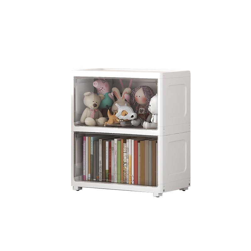 Contemporary Storage Cabinet Plastic Wardrobe Closet for Bedroom 22"L x 13"W x 24"H White-Clear Clearhalo 'Armoires & Wardrobes' 'armoires_wardrobes' 'Bedroom Furniture' 'furn' 'furn_armoires_wardrobes' 'Furniture' 5815997