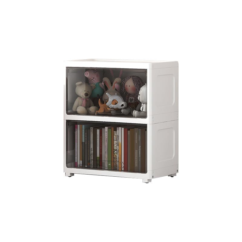 Contemporary Storage Cabinet Plastic Wardrobe Closet for Bedroom 22"L x 13"W x 24"H White-Black Clearhalo 'Armoires & Wardrobes' 'armoires_wardrobes' 'Bedroom Furniture' 'furn' 'furn_armoires_wardrobes' 'Furniture' 5815999