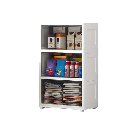 Contemporary Storage Cabinet Plastic Wardrobe Closet for Bedroom 21.7"L x 12.6"W x 35.8"H White-Black