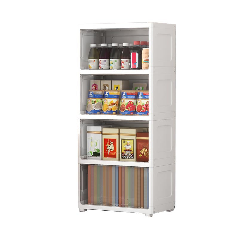 Contemporary Storage Cabinet Plastic Wardrobe Closet for Bedroom 21.7"L x 12.6"W x 46.9"H White-Clear Clearhalo 'Armoires & Wardrobes' 'armoires_wardrobes' 'Bedroom Furniture' 'furn' 'furn_armoires_wardrobes' 'Furniture' 5816008