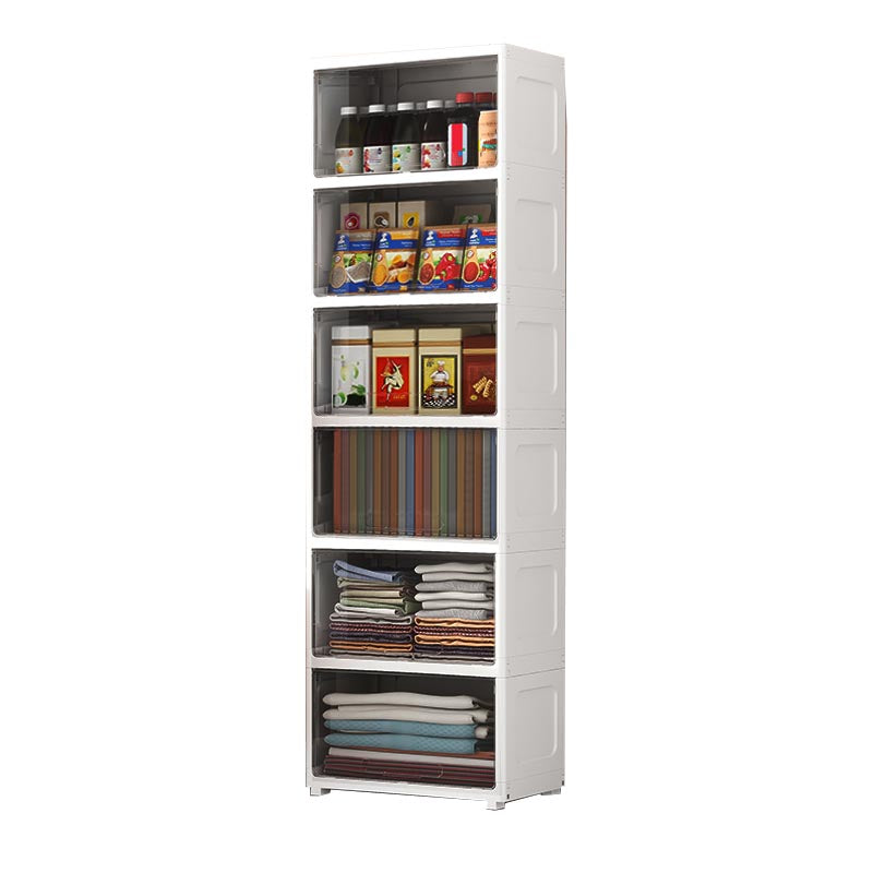 Contemporary Storage Cabinet Plastic Wardrobe Closet for Bedroom 21.7"L x 12.6"W x 69.3"H White-Black Clearhalo 'Armoires & Wardrobes' 'armoires_wardrobes' 'Bedroom Furniture' 'furn' 'furn_armoires_wardrobes' 'Furniture' 5816022