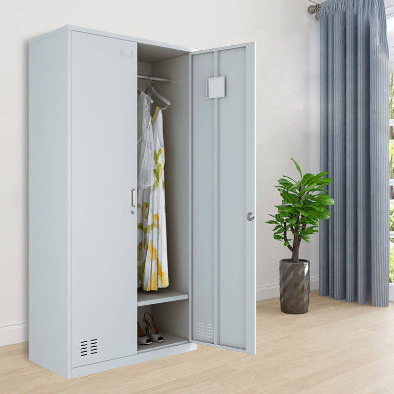 Modern Style Wardrobe Gray Colour Metal Wardrobe Closet with Locks Clearhalo 'Armoires & Wardrobes' 'armoires_wardrobes' 'Bedroom Furniture' 'furn' 'furn_armoires_wardrobes' 'Furniture' 5816029