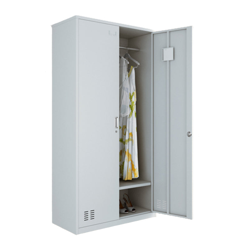 Modern Style Wardrobe Gray Colour Metal Wardrobe Closet with Locks 2 Clearhalo 'Armoires & Wardrobes' 'armoires_wardrobes' 'Bedroom Furniture' 'furn' 'furn_armoires_wardrobes' 'Furniture' 5816030