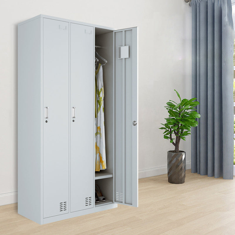 Modern Style Wardrobe Gray Colour Metal Wardrobe Closet with Locks Clearhalo 'Armoires & Wardrobes' 'armoires_wardrobes' 'Bedroom Furniture' 'furn' 'furn_armoires_wardrobes' 'Furniture' 5816031