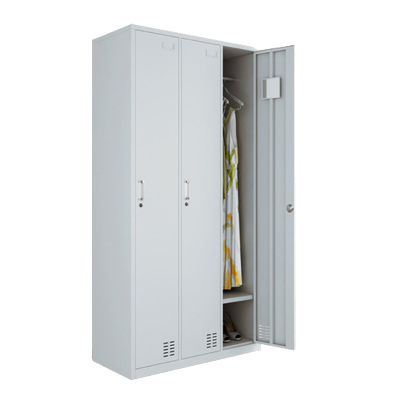 Modern Style Wardrobe Gray Colour Metal Wardrobe Closet with Locks 3 Clearhalo 'Armoires & Wardrobes' 'armoires_wardrobes' 'Bedroom Furniture' 'furn' 'furn_armoires_wardrobes' 'Furniture' 5816032